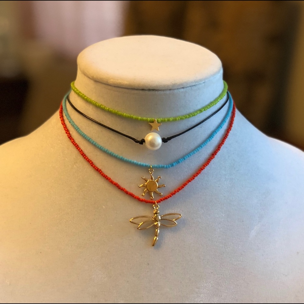 3 x seeds beads Necklace GPlated
